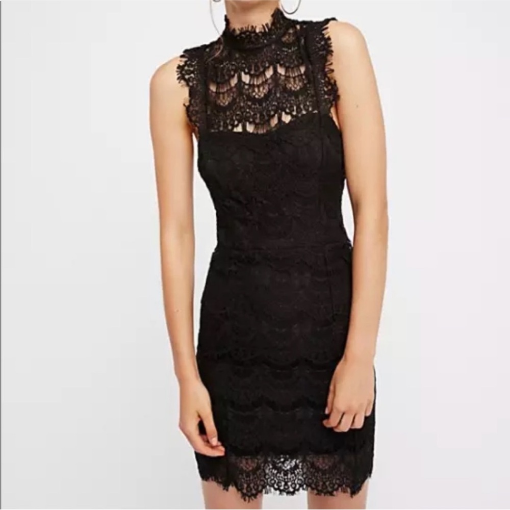 Free People Black Lace Mini Dress
